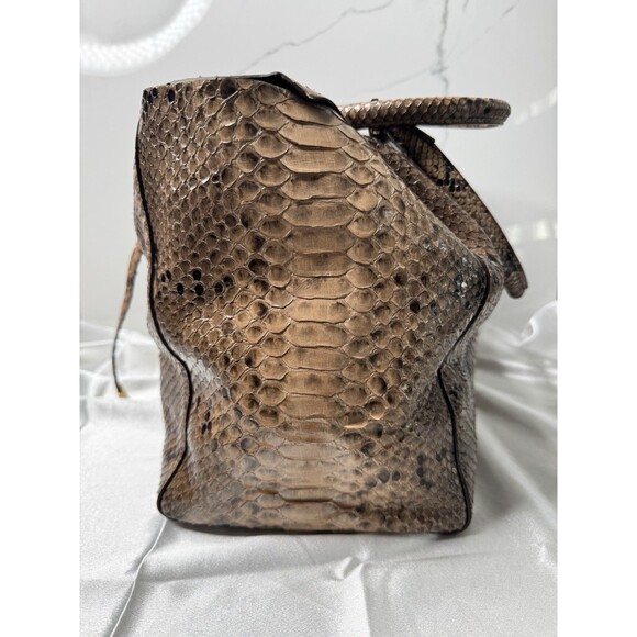 RARE 2015 Michael Kors Collection Brown Black Large Miranda Python Leather Tote - Picture 6 of 16